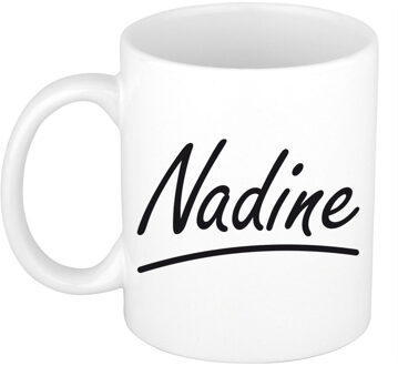 Bellatio Decorations Nadine voornaam kado beker / mok sierlijke letters - gepersonaliseerde mok met naam - Naam mokken Multikleur