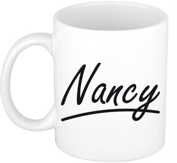 Bellatio Decorations Nancy voornaam kado beker / mok sierlijke letters - gepersonaliseerde mok met naam - Naam mokken Multikleur