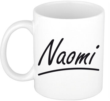 Bellatio Decorations Naomi voornaam kado beker / mok sierlijke letters - gepersonaliseerde mok met naam - Naam mokken Multikleur