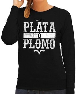 Bellatio Decorations Narcos plata o plomo/zilver of lood sweater zwart voor dames
