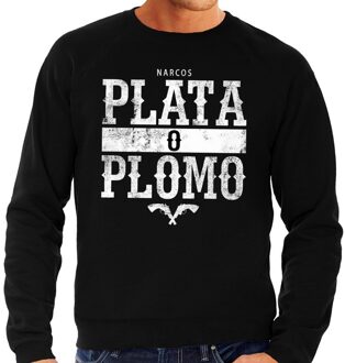 Bellatio Decorations Narcos plata o plomo/zilver of lood sweater zwart voor heren 2XL