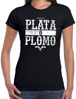 Bellatio Decorations Narcos plata o plomo/zilver of lood t-shirt zwart voor dames L