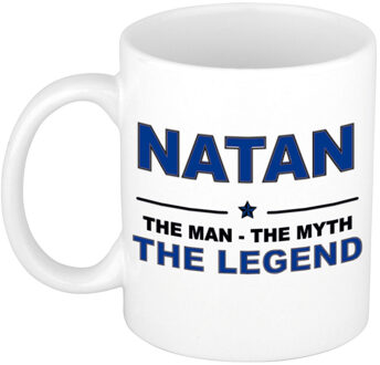 Bellatio Decorations Natan cadeau mok - man myth legend - naam koffiemok / beker - wit en blauw - 300 ml