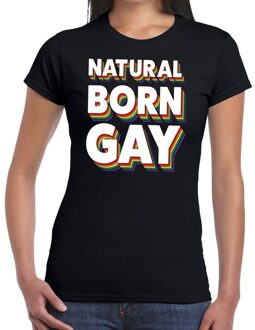 Bellatio Decorations Natural born gay pride t-shirt zwart voor dames
