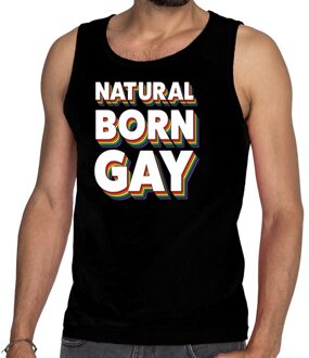 Bellatio Decorations Natural born gay pride tanktop/mouwloos shirt zwart voor heren 2XL