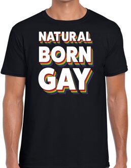 Bellatio Decorations Natural born gay t-shirt zwart voor heren 2XL