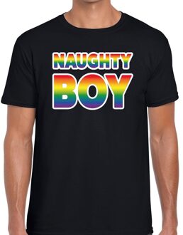 Bellatio Decorations Naughty boy gay pride t-shirt zwart voor heren 2XL