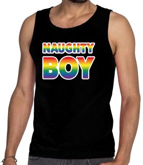 Bellatio Decorations Naughty boy gay pride tanktop/mouwloos shirt zwart heren 2XL