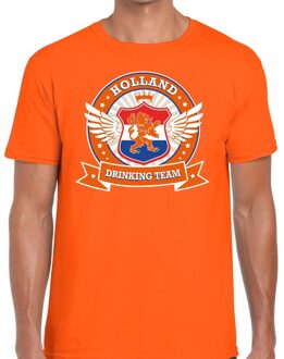 Bellatio Decorations Nederland drinking team t-shirt oranje heren 2XL - Feestshirts