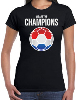 Bellatio Decorations Nederland EK/ WK supporter t-shirt - we are the champions met Nederlandse voetbal - zwart - dames - kleding / shirt 2XL