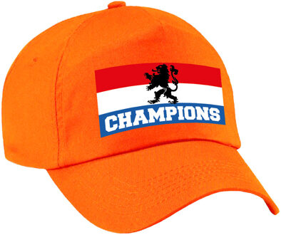 Bellatio Decorations Nederland fan pet / cap Champions met Nederlandse vlag en leeuw - EK / WK - voor kinderen - Verkleedhoofddeksels Oranje