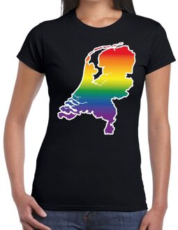 Bellatio Decorations Nederland gay pride regenboog t-shirt zwart dames 2XL