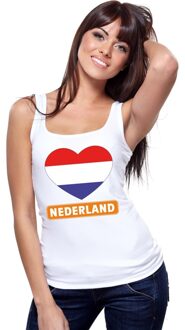 Bellatio Decorations Nederland hart vlag singlet shirt/ tanktop wit dames L