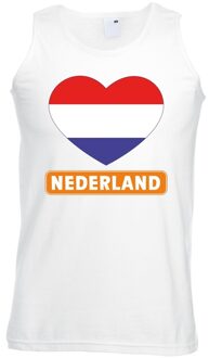 Bellatio Decorations Nederland hart vlag singlet shirt/ tanktop wit heren 2XL