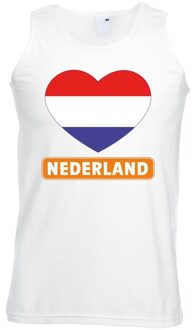 Bellatio Decorations Nederland hart vlag singlet shirt/ tanktop wit heren