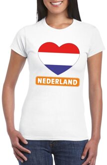 Bellatio Decorations Nederland hart vlag t-shirt wit dames 2XL