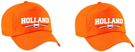 Bellatio Decorations Nederland / Holland landen petje - 2x - oranje - volwassenen - Supporters baseball caps