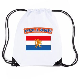 Bellatio Decorations Nederland nylon rugzak wit met Nederlandse vlag