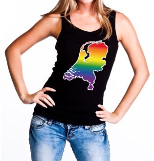 Bellatio Decorations Nederland regenboog gaypride tanktop zwart dames L