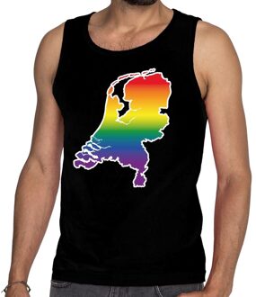 Bellatio Decorations Nederland regenboog gaypride tanktop zwart heren 2XL