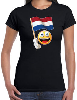 Bellatio Decorations Nederland supporter / fan emoticon t-shirt zwart voor dames 2XL