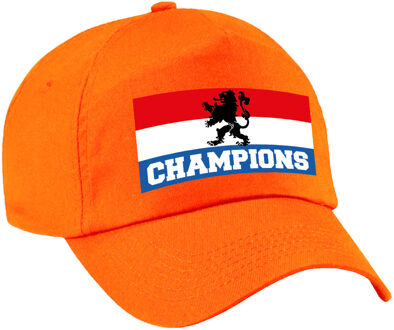 Bellatio Decorations Nederland supporter pet / cap champions met vlag Holland - EK / WK voor kinderen Oranje