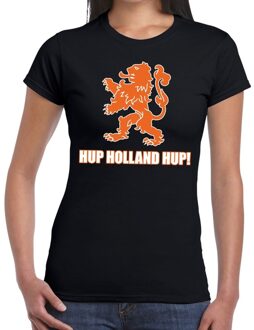 Bellatio Decorations Nederland supporter t-shirt Hup Holland Hup zwart voor dames - landen kleding 2XL