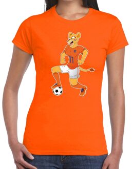 Bellatio Decorations Nederland supporter t-shirt Leeuwin met voetbal oranje dames