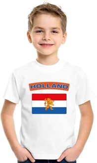 Bellatio Decorations Nederland t-shirt met nederlandse vlag wit kinderen s (122-128)