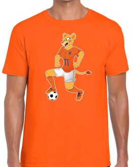 Bellatio Decorations Nederlands dames elftal supporter shirt Leeuwinnen met bal oranje voor heren XL - Feestshirts