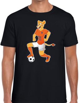 Bellatio Decorations Nederlands dames elftal supporter shirt Leeuwinnen met bal zwart voor heren XL - Feestshirts