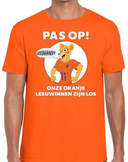 Bellatio Decorations Nederlands dames elftal supporter shirt Pas op Leeuwinnen oranje voor heren M - Feestshirts