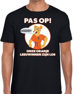 Bellatio Decorations Nederlands dames elftal supporter shirt Pas op Leeuwinnen zwart voor heren XL - Feestshirts