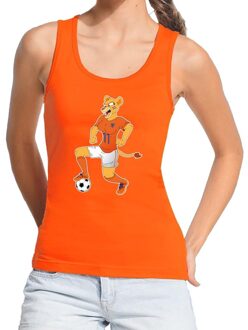 Bellatio Decorations Nederlands elftal supporter tanktop / mouwloos shirt Leeuwinnen met bal oranje voor dames L - Feestshirts