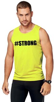Bellatio Decorations Neon geel sport shirt/ singlet #Strong heren