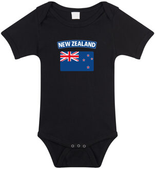 Bellatio Decorations New-Zealand / Nieuw-Zeeland landen rompertje met vlag zwart voor babys 56 (1-2 maanden)