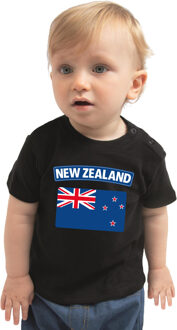 Bellatio Decorations New-Zealand / Nieuw-Zeeland landen shirtje met vlag zwart voor babys 62 (1-3 maanden)