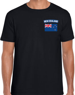 Bellatio Decorations New zealand t-shirt met vlag Nieuw-Zeeland zwart op borst voor heren