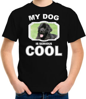 Bellatio Decorations Newfoundlander  honden t-shirt my dog is serious cool zwart - kinderen - Newfoundlanders liefhebber cadeau shirt L (146-152)