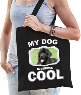 Bellatio Decorations Newfoundlander honden tasje zwart volwassenen en kinderen - my dog serious is cool kado boodschappe