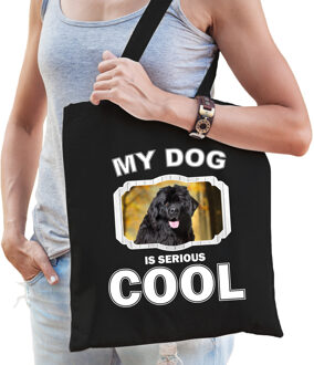 Bellatio Decorations Newfoundlander honden tasje zwart volwassenen en kinderen - my dog serious is cool kado boodschappe