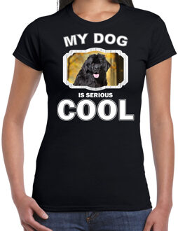 Bellatio Decorations Newfoundlanders honden t-shirt my dog is serious cool zwart - dames - Newfoundlander  liefhebber cadeau shirt XS