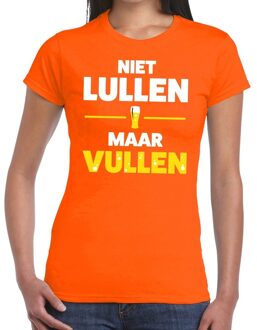 Bellatio Decorations Niet Lullen maar Vullen fun t-shirt oranje voor dames 2XL - Feestshirts