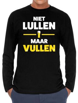 Bellatio Decorations Niet lullen maar vullen long sleeve t-shirt zwart voor heren
