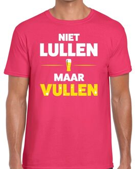 Bellatio Decorations Niet lullen maar Vullen t-shirt roze heren