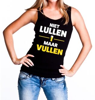 Bellatio Decorations Niet Lullen maar Vullen tanktop / mouwloos shirt zwart dames