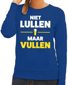 Bellatio Decorations Niet Lullen maar Vullen tekst sweater blauw voor dames 2XL