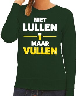 Bellatio Decorations Niet lullen maar Vullen tekst sweater groen voor dames 2XL