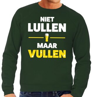 Bellatio Decorations Niet Lullen maar Vullen tekst  sweater groen voor heren 2XL