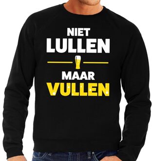 Bellatio Decorations Niet lullen maar Vullen tekst sweater zwart voor heren 2XL